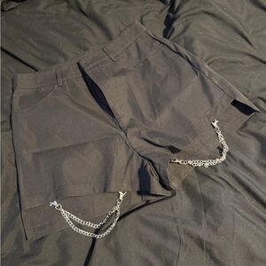 Black Shorts with Chain Detail